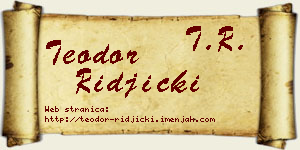 Teodor Riđički vizit kartica